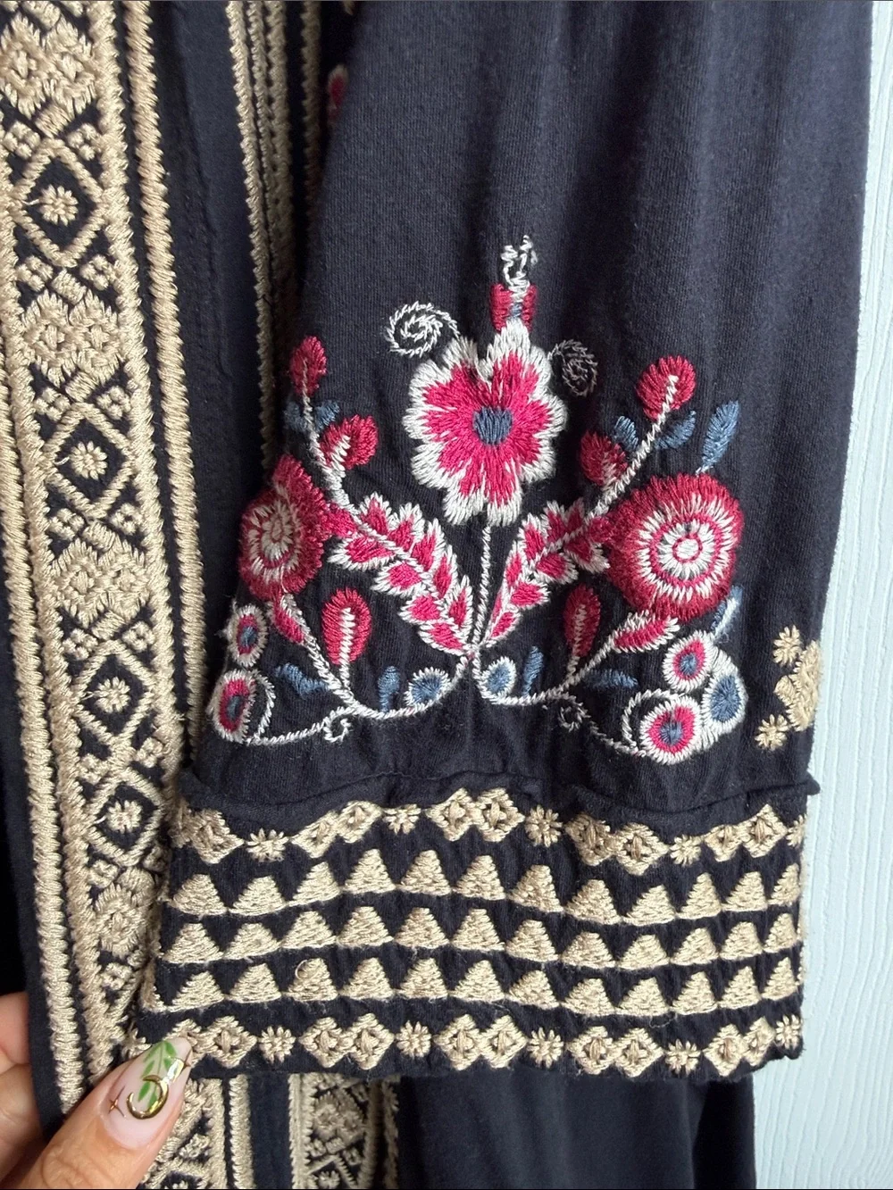 Johnny Was Black Embroidered Open Cardigan - Picture 7 of 7
